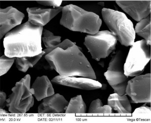 Gambar SEM saka 40-63 μm silika gel